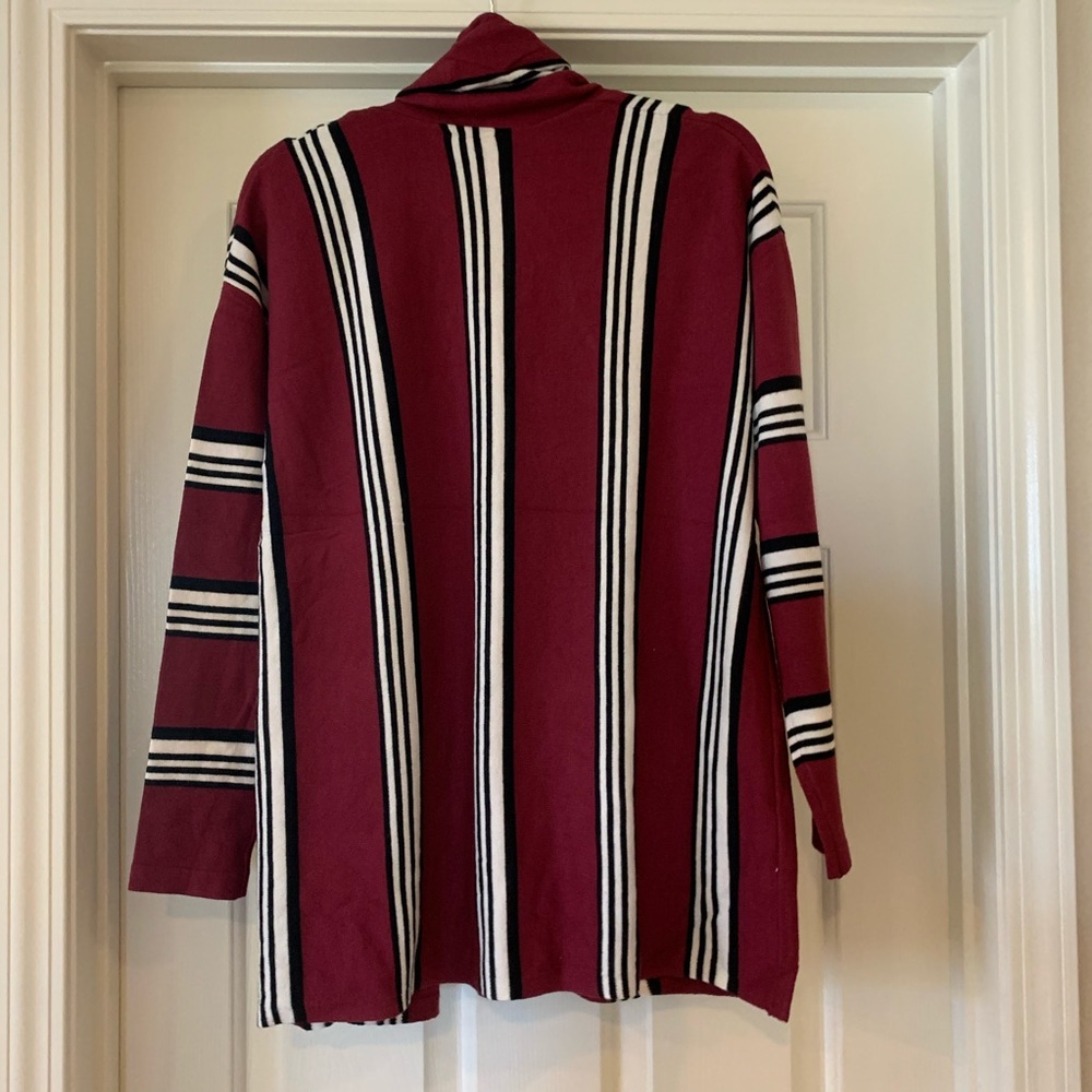 ❤️LAST NEW S Wine Stripe Open Front Cardigan - Picture 7 of 11
